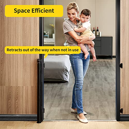 Retractable Mesh Baby Gate, 33" Tall, Extends up to 55" Wide, Gray U200086
