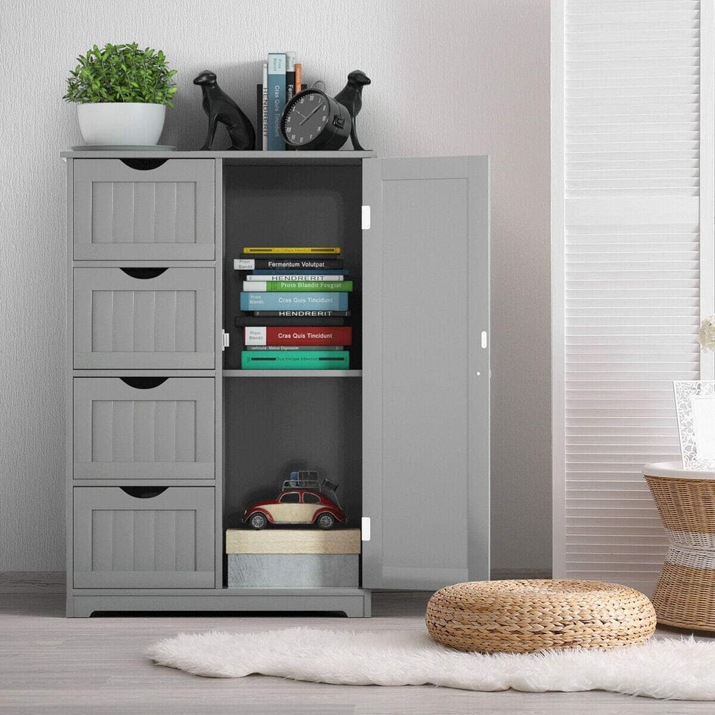 Grey Freestanding Bathroom Floor Cabinet with 4 Drawer A89138