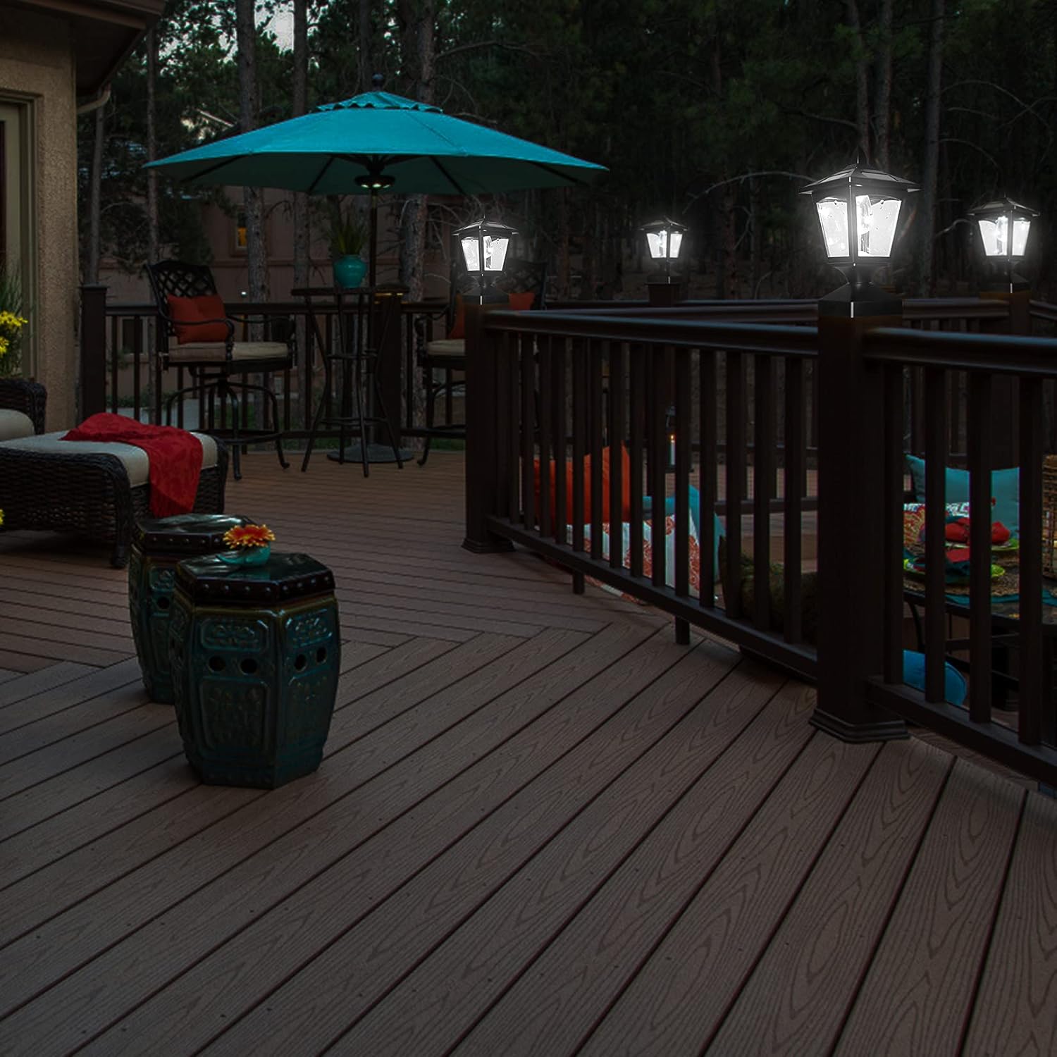 Black 15 Lumens Solar Post Lights (2 Pack) F313