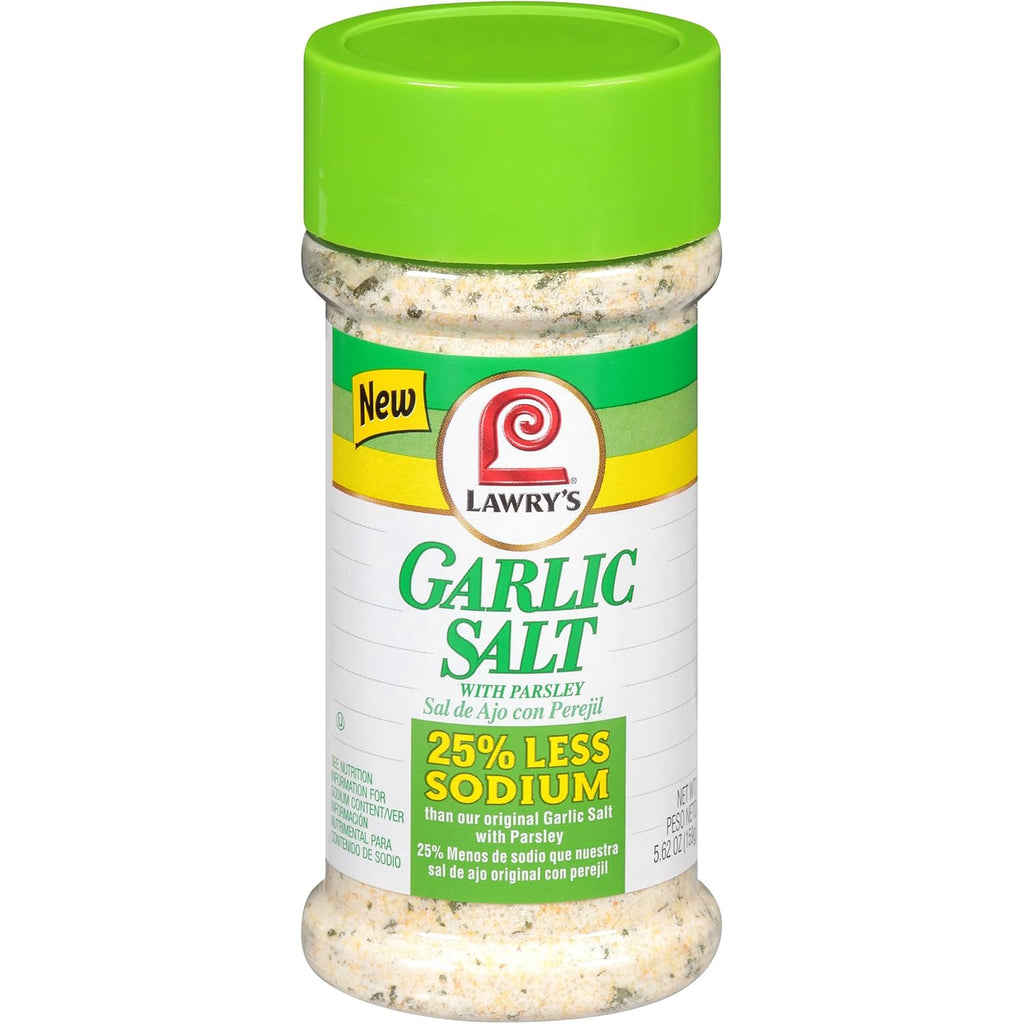 25% Less Sodium Garlic Salt With Parsley, 5.62 oz V406