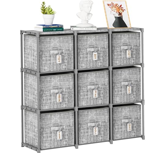 6 Printed Bins Cube Storage Organizer Shelf with Labels Z291584