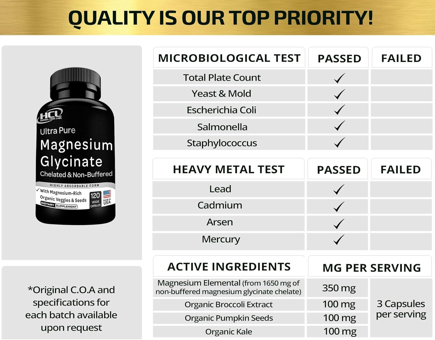 Magnesium Glycinate Capsules 350mg U26008