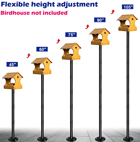 Matte Black 105 Inch Heavy Duty Bird Feeder Pole Kit with 5-Forked Base M3100
