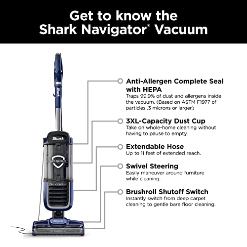 Navy Upright Vacuum with HEPA Filtration B727