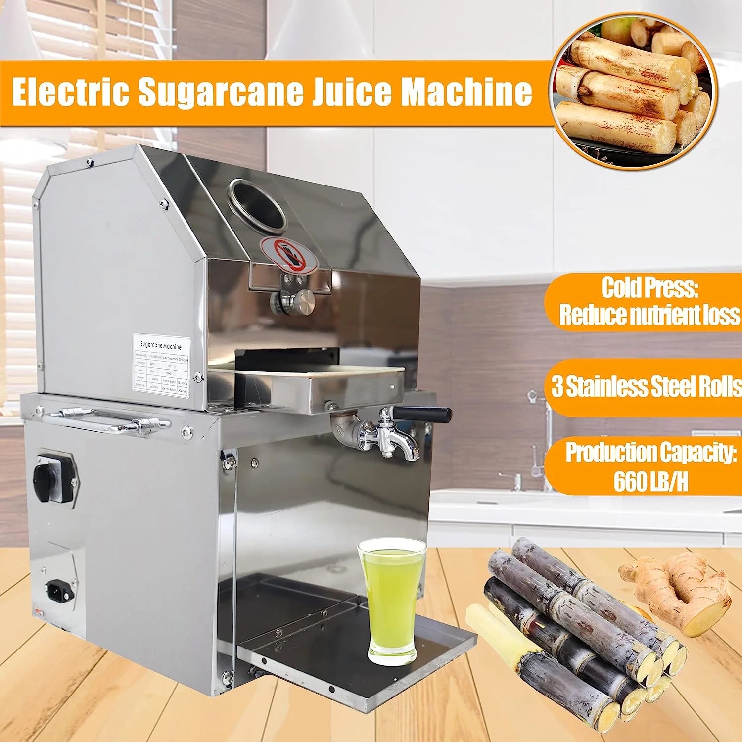 Stainless Steel Electric Sugar Cane Juice Machine A23377