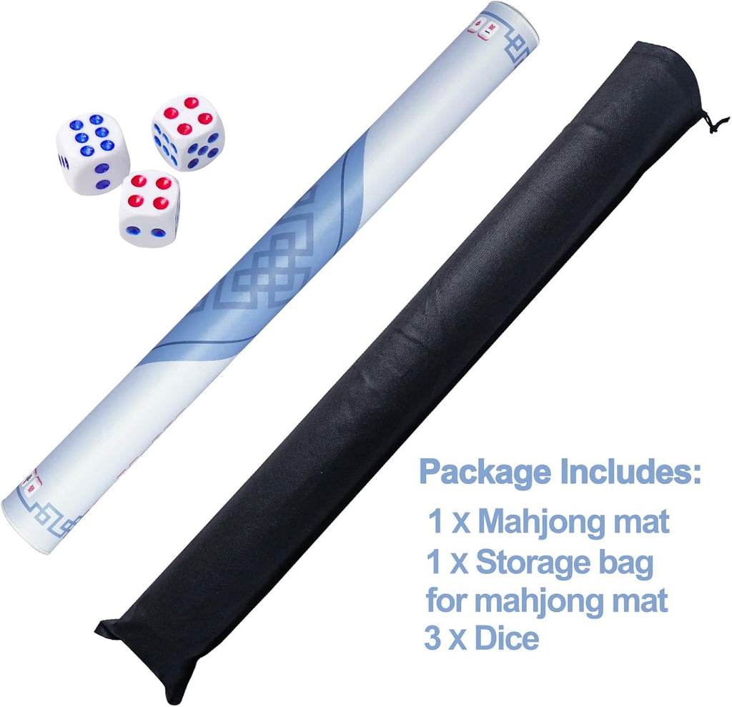 166 Quality White Tiles Mahjong Game Set with Blue Printed Carrying Bag K740493