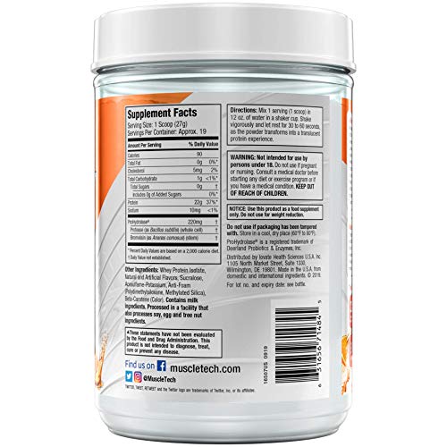 Whey Protein Isolate Powder Orange Dreamsicle 1.1lb 19 Servings L70354