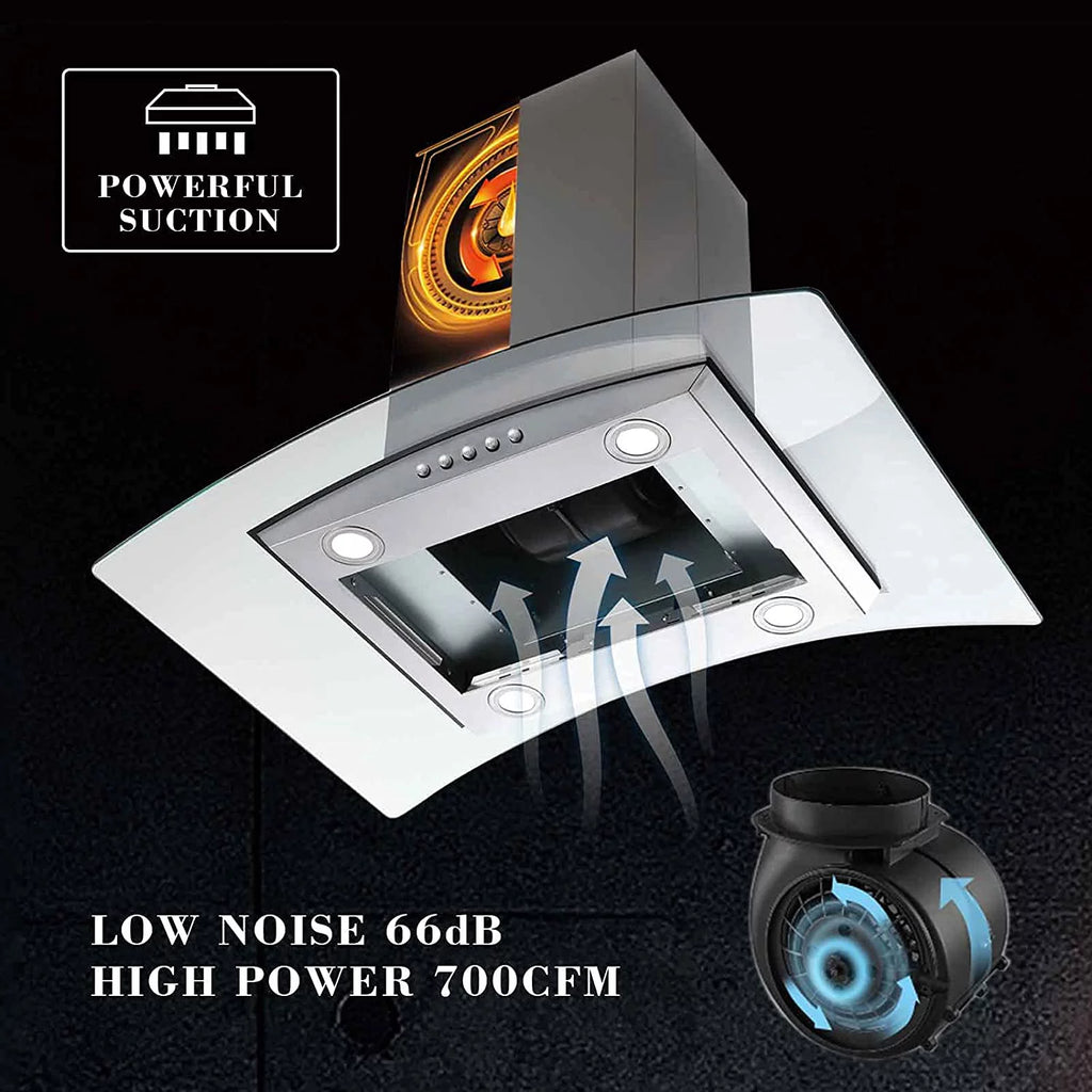 36 inch Kitchen Range Hood with Aluminum Filter Tempered Glass M73741