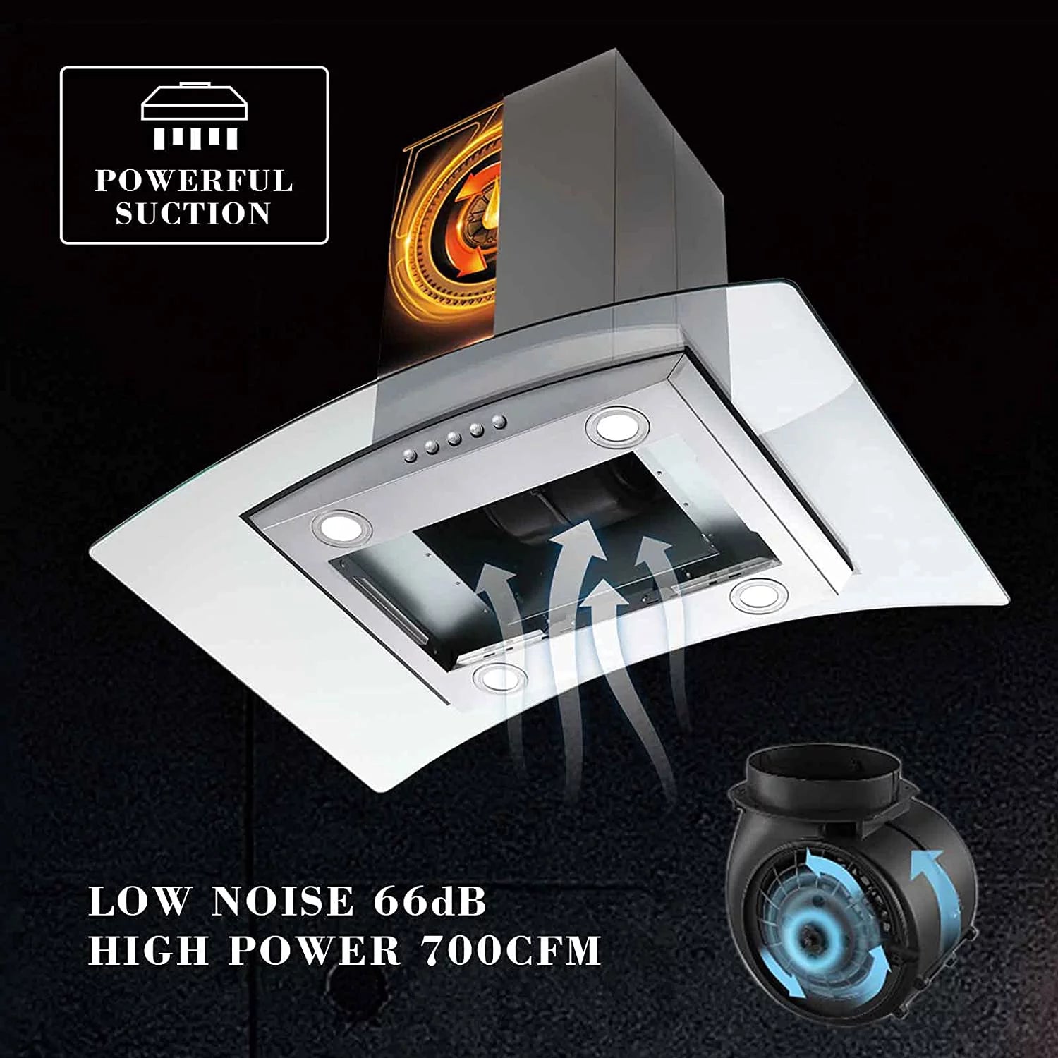 36 inch Kitchen Range Hood with Aluminum Filter Tempered Glass M73741