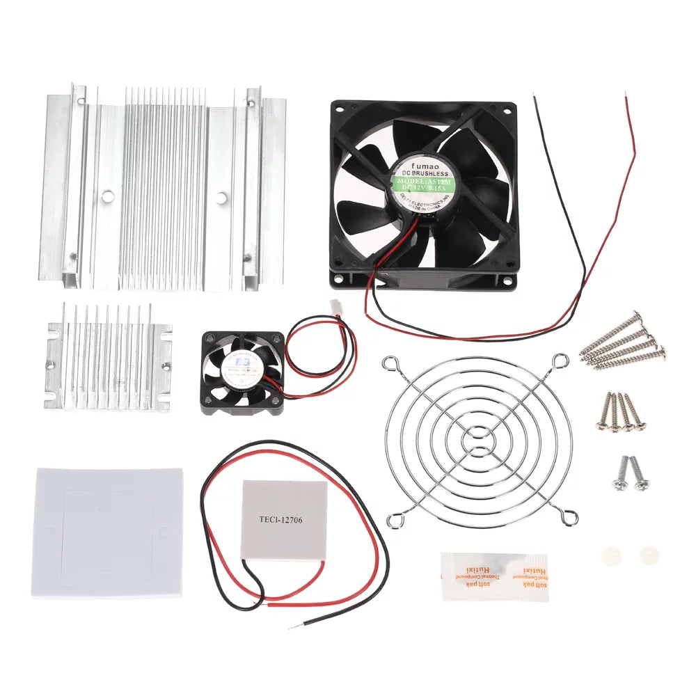 Thermoelectric Peltier Refrigeration Cooling System Kit Semiconductor Cooler Conduction Module with Radiator and Cooling Fan K38828