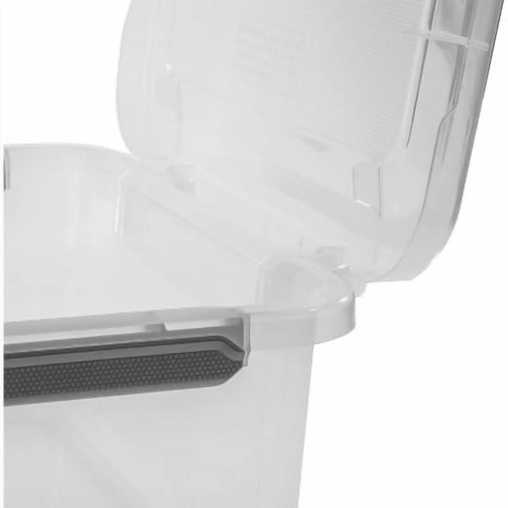 30qt Plastic Storage Tote with Hinged Lid W727733