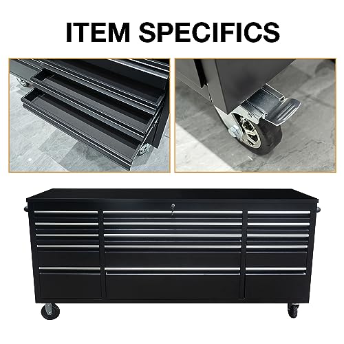 15-Drawers Rolling Tool Chest with Wheels Mobile Tool Storage Cabinet with Wooden Top F571630