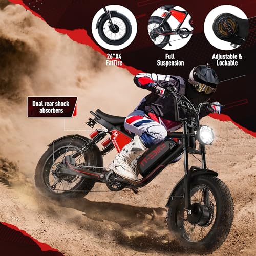 3000W Folding Electric Bike with 48V Battery, 26x4.0 Fat Tire, Full Suspension Z501876