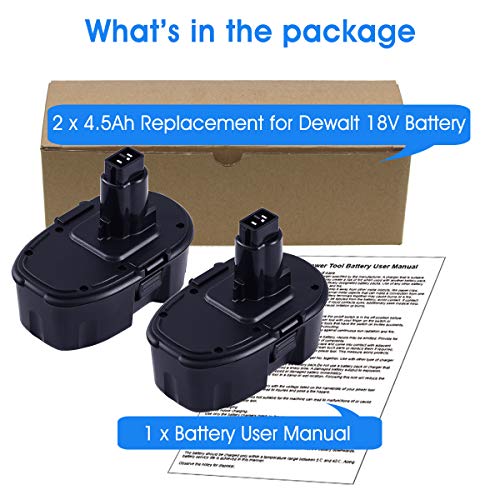 2-Pack 4500mAh Replacement Battery Compatible with Dewalt 18V Battery Cordless Drill Drivers W720335