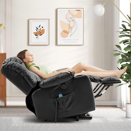 Ochre Leather Power Lift Recliner Chair with Massage & Heat H28136