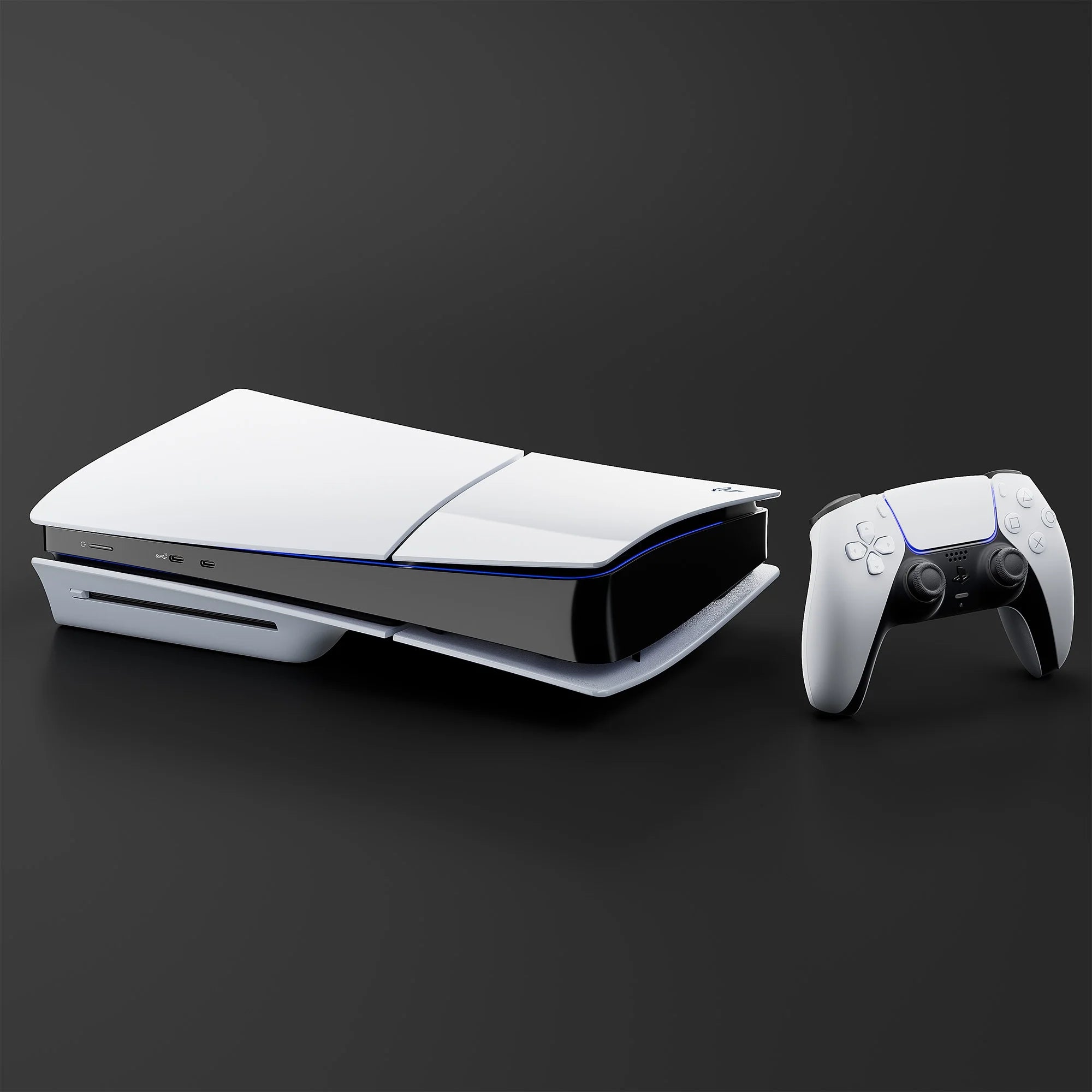 PlayStation 5 Slim Disc 2TB SSD Edition with Two Controllers White and Cosmic Red DualSense and Mytrix Hard Shell Protective Controller Case G815