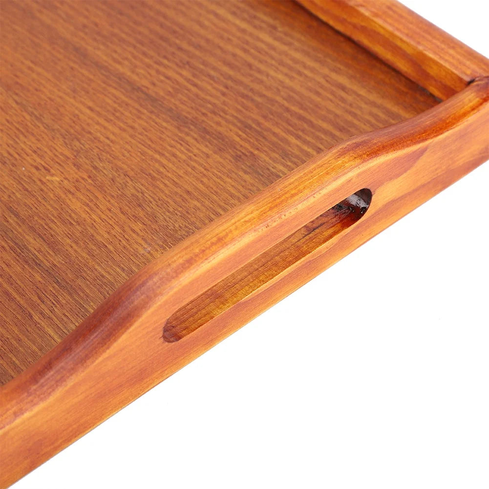 Wooden Serving Tray with Handles (Brown, Rectangle) R5080