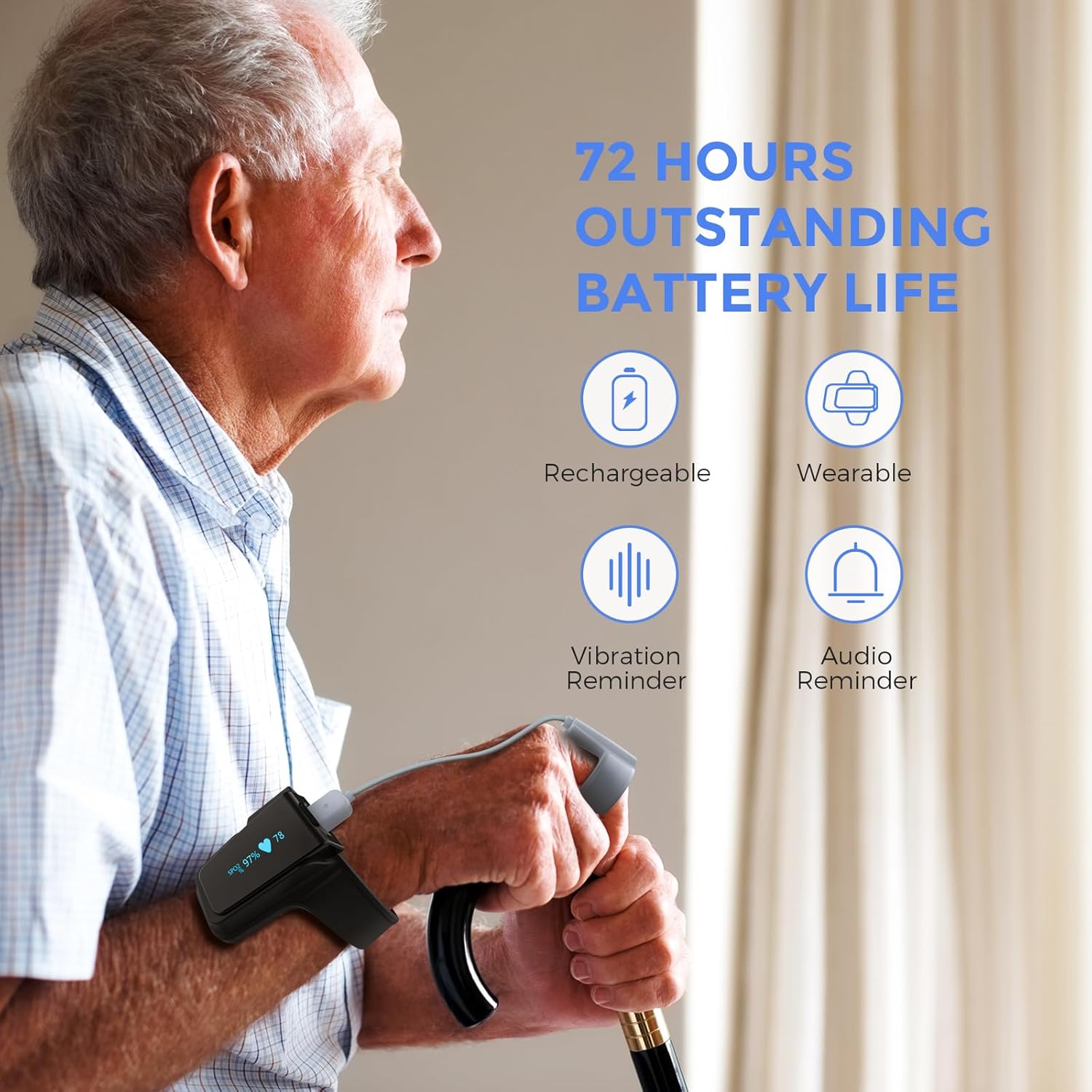 Continuous Wrist Pulse Oximeter with Bluetooth, 72 Hours Endurance Tracking SpO2 and Pulse Rate M431