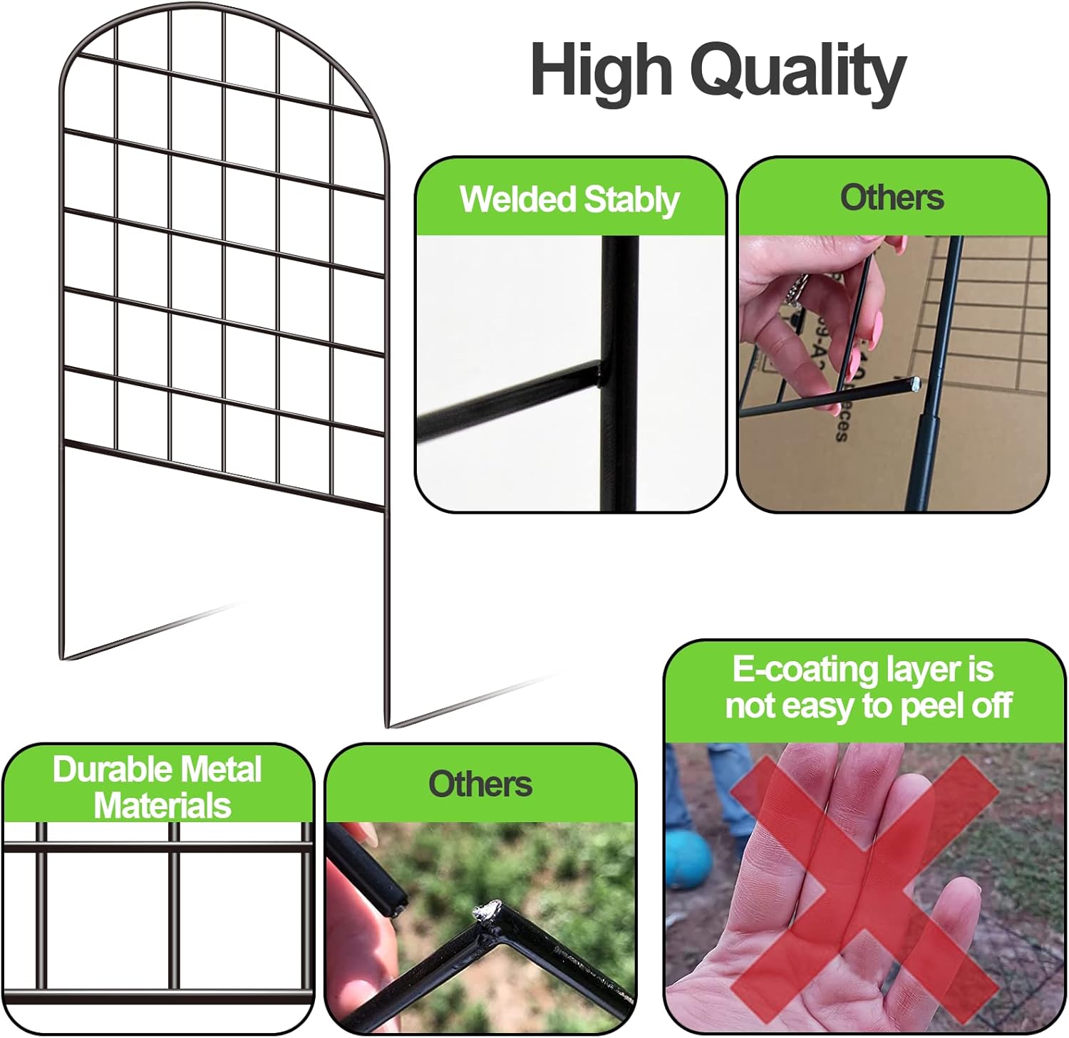 10 Pack Rustproof Coated Metal Garden Fence Border J678