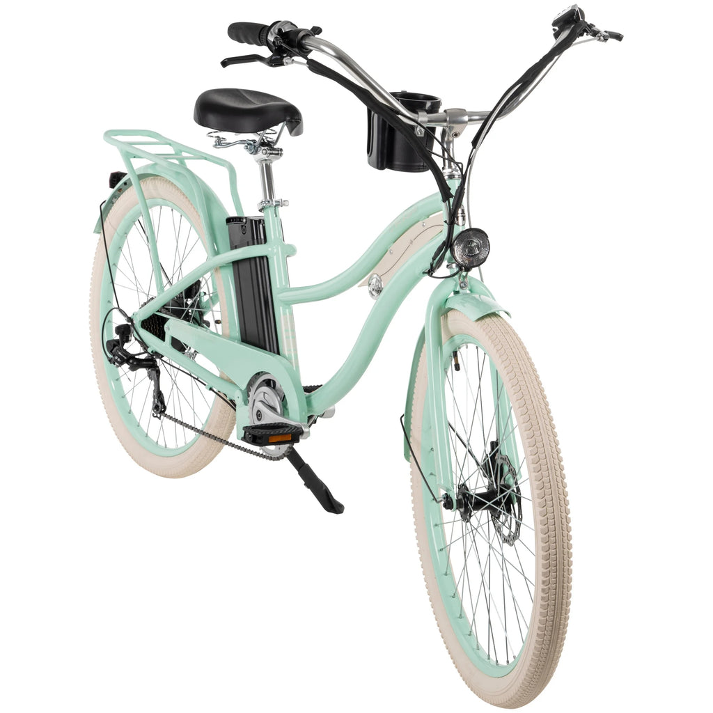 26-in 7-Spd Electric Cruiser Bike, Mint Green, 36V, 350W F1051