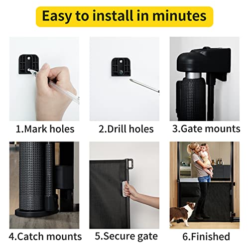 Retractable Mesh Baby Gate, 33" Tall, Extends up to 55" Wide, Gray U200086