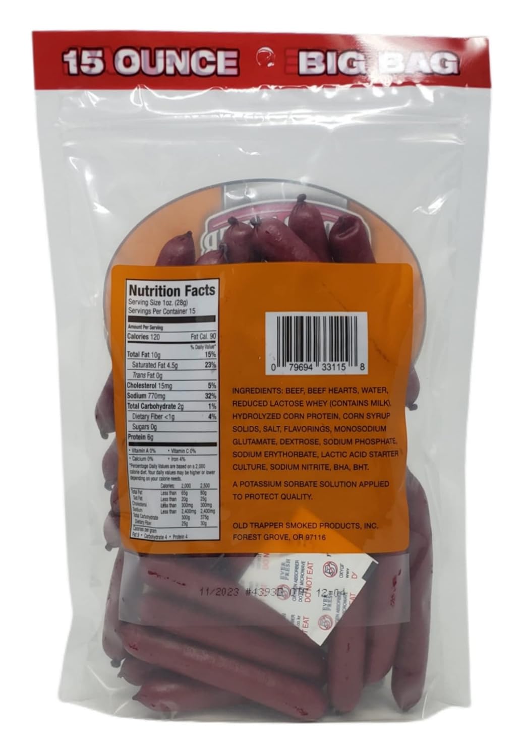 15 oz Naturally Smoked Beef Sticks Y1234