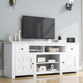 White Farmhouse TV Stand with Power Outlet H965