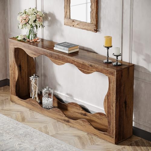 Brown 63 Inches Farmhouse Console Table with Storage X958