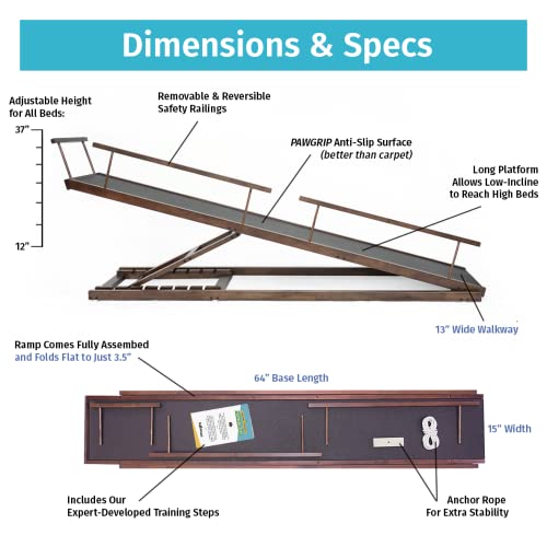Solid Hardwood Dog Ramp with Safety Rails X24862