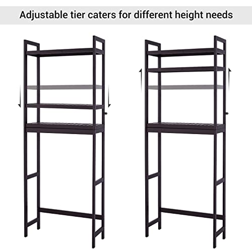Bamboo 3-Tier Over The Toilet Storage Shelf with Paper Holder and 3 Hooks Z88641