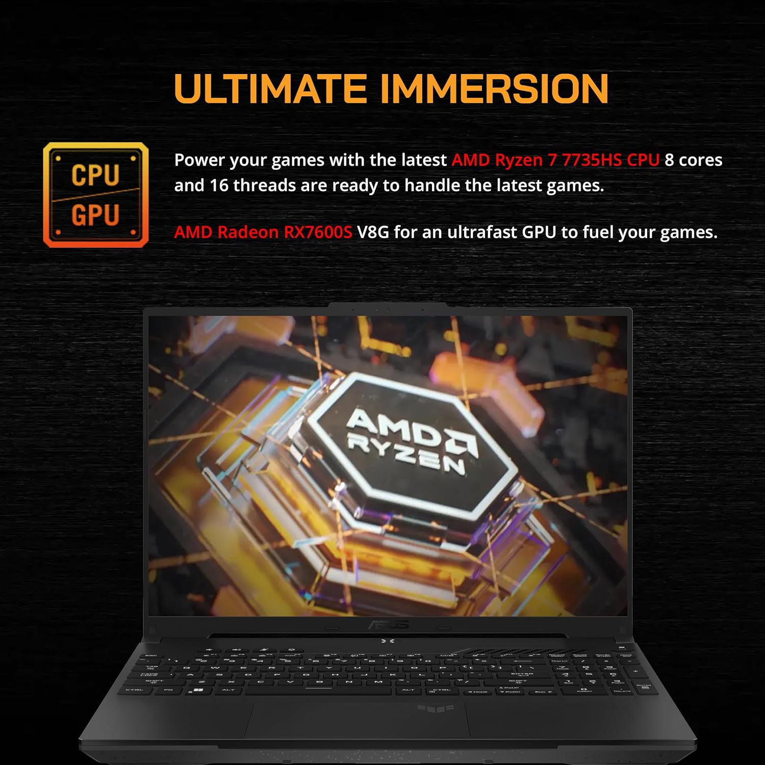 16" FHD 165Hz Gaming Laptop, AMD Ryzen 7-7735HS, Radeon RX7600S V8G Graphics, 64GB DDR5 RAM, 2TB PCIe SSD, RGB Backlit Keyboard, Wi-Fi 6, Win 11 Pro Q997