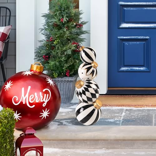 Black and White Checkered Resin Snowman Christmas Decorations V12085