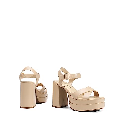 Women's Platform Chunky Heels Square Open Toe Ankle Strap High Heeled Sandals L230