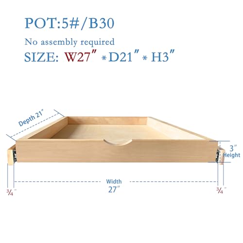 Soft Close Cabinet Drawer Pull Out Tray Wooden Shelf 12 W×21 D×3 H Z590