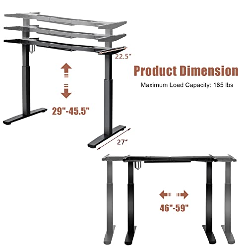 Black Electric Stand Up Desk Frame with Adjustable Height P875089