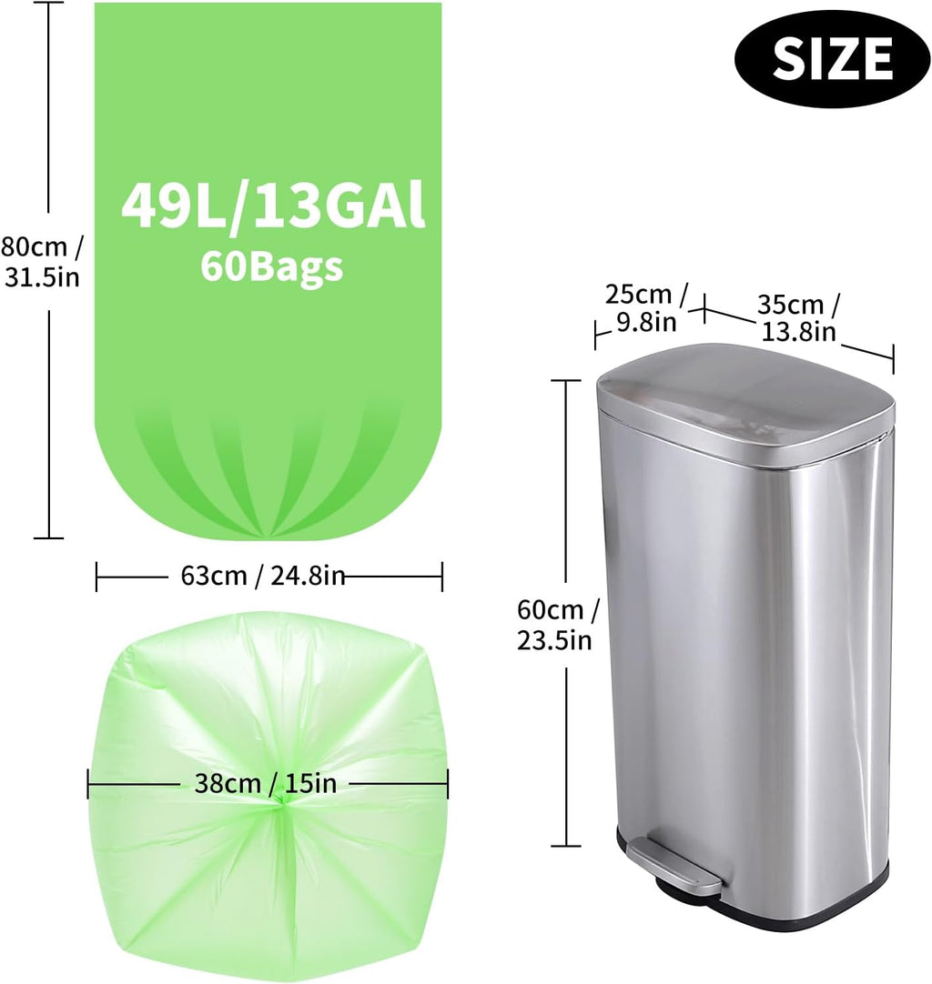 Biodegradable Tall 13 Gallon 60 Counts Thickened 1.4 Mil Unscented Garbage Bags K693962