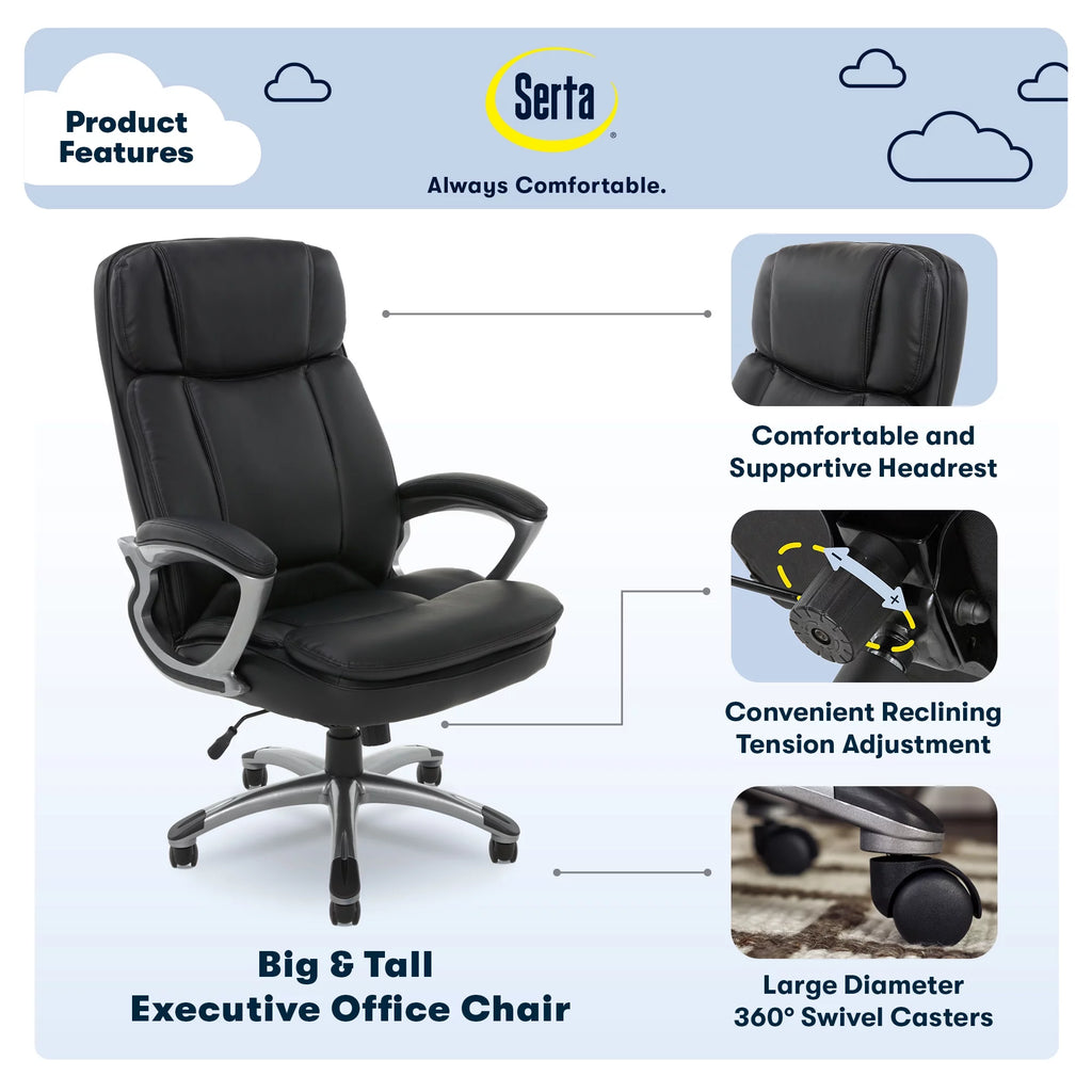 Black Faux Leather Executive Office Chair F9104