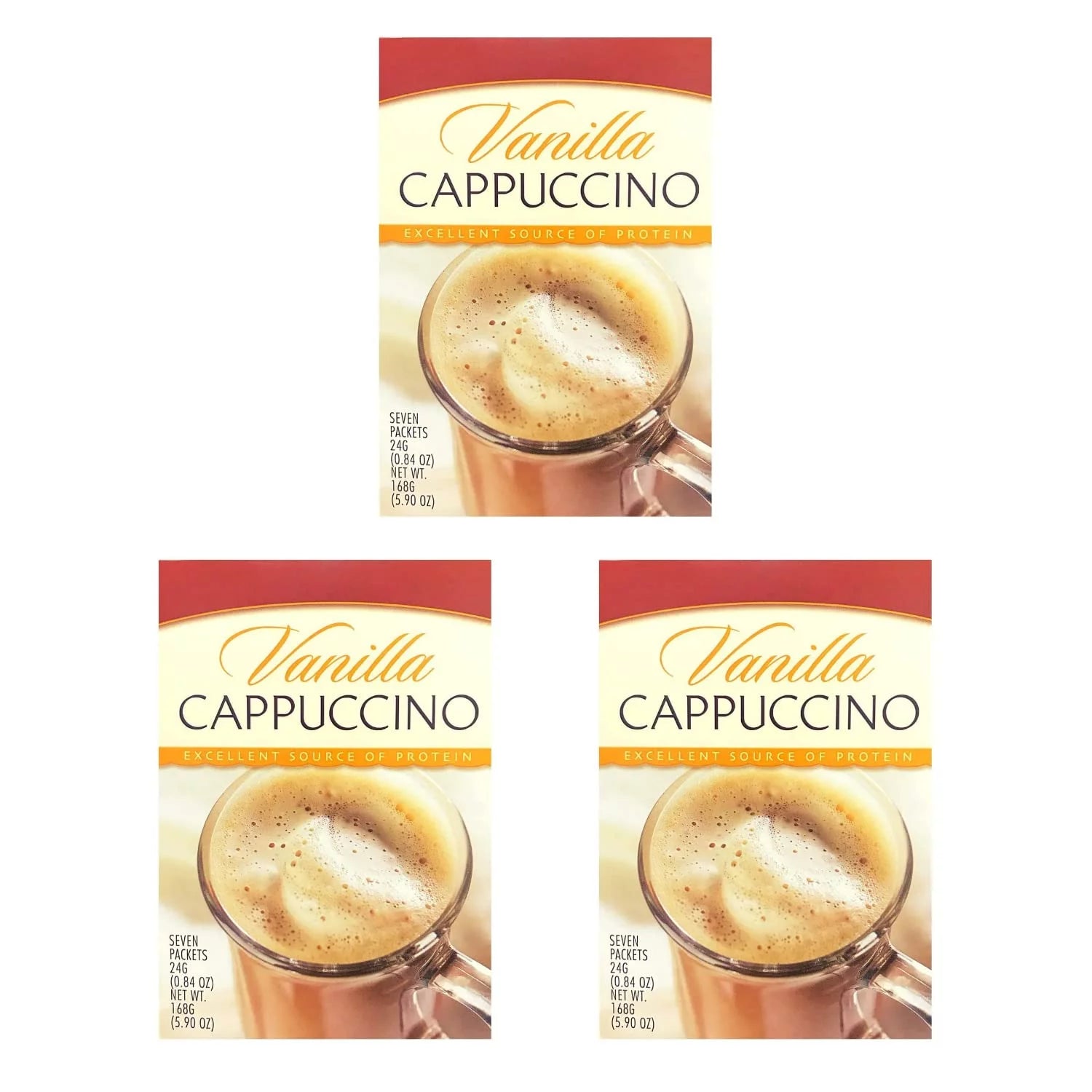 Vanilla Cappuccino 15g Protein Low Calorie Low Carb Low Sugar 7 Servings Per Box 3 Pack H46918