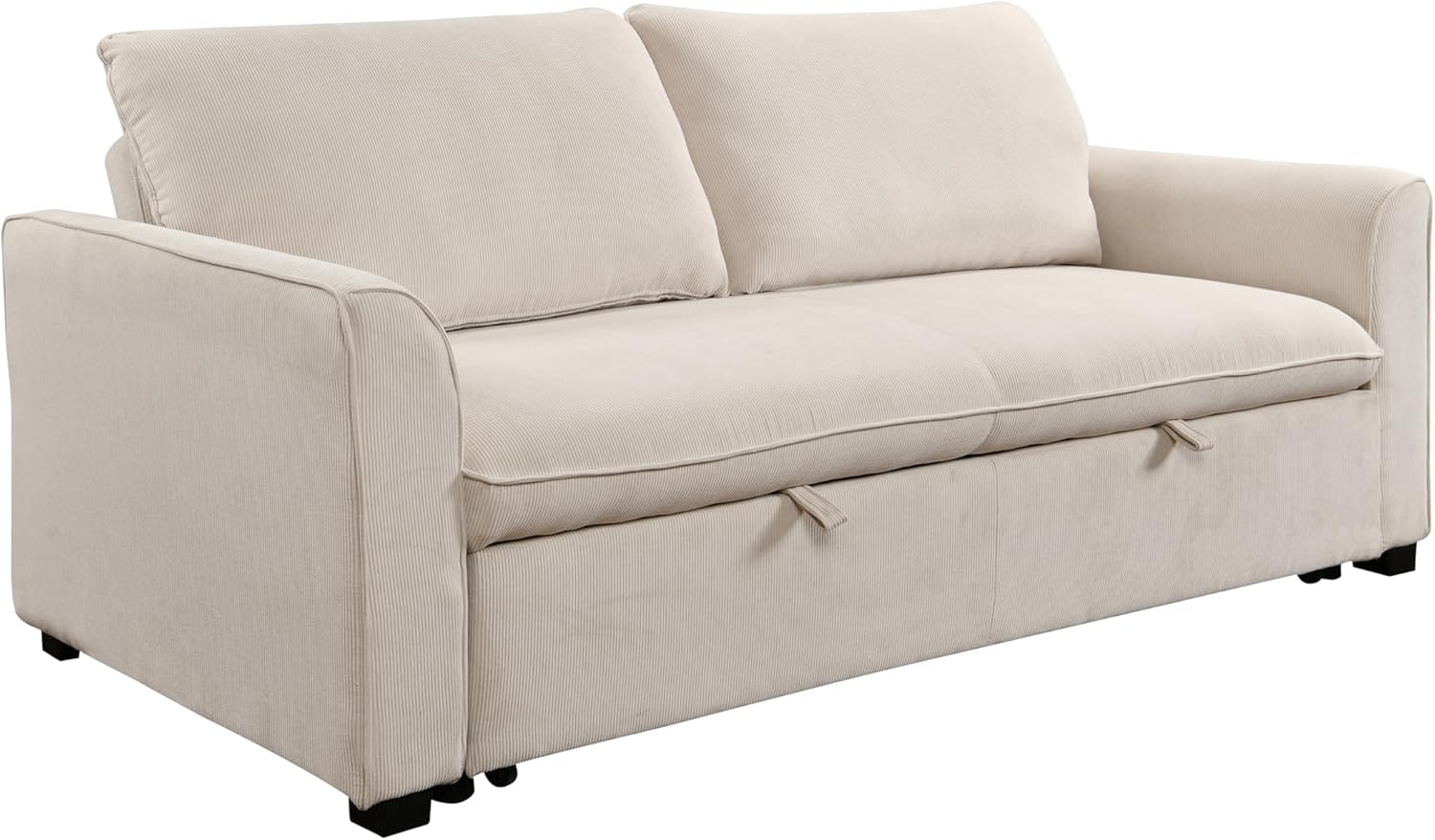Beige 78 Inch Convertible Sleeper Sofa Bed with Pullout Bed D24352