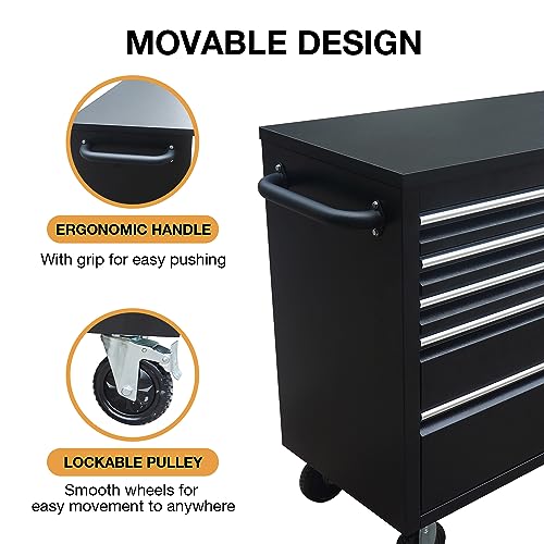15-Drawers Rolling Tool Chest with Wheels Mobile Tool Storage Cabinet with Wooden Top F571630