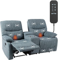Fabric Reclining Sofa with Console and Cup Holders I139