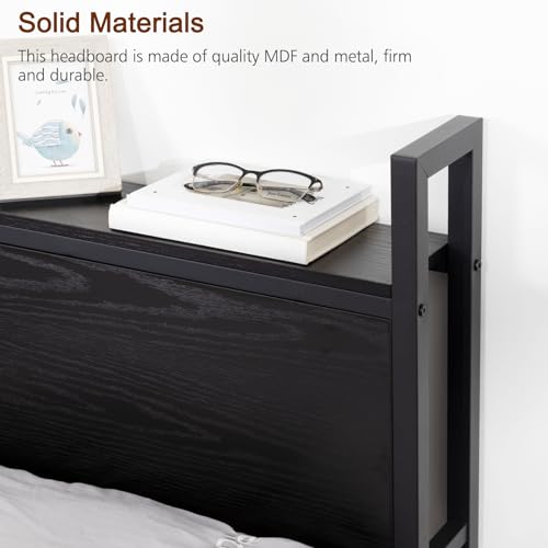 Queen Headboard with Storage, Adjustable Height, Rustic Brown C883
