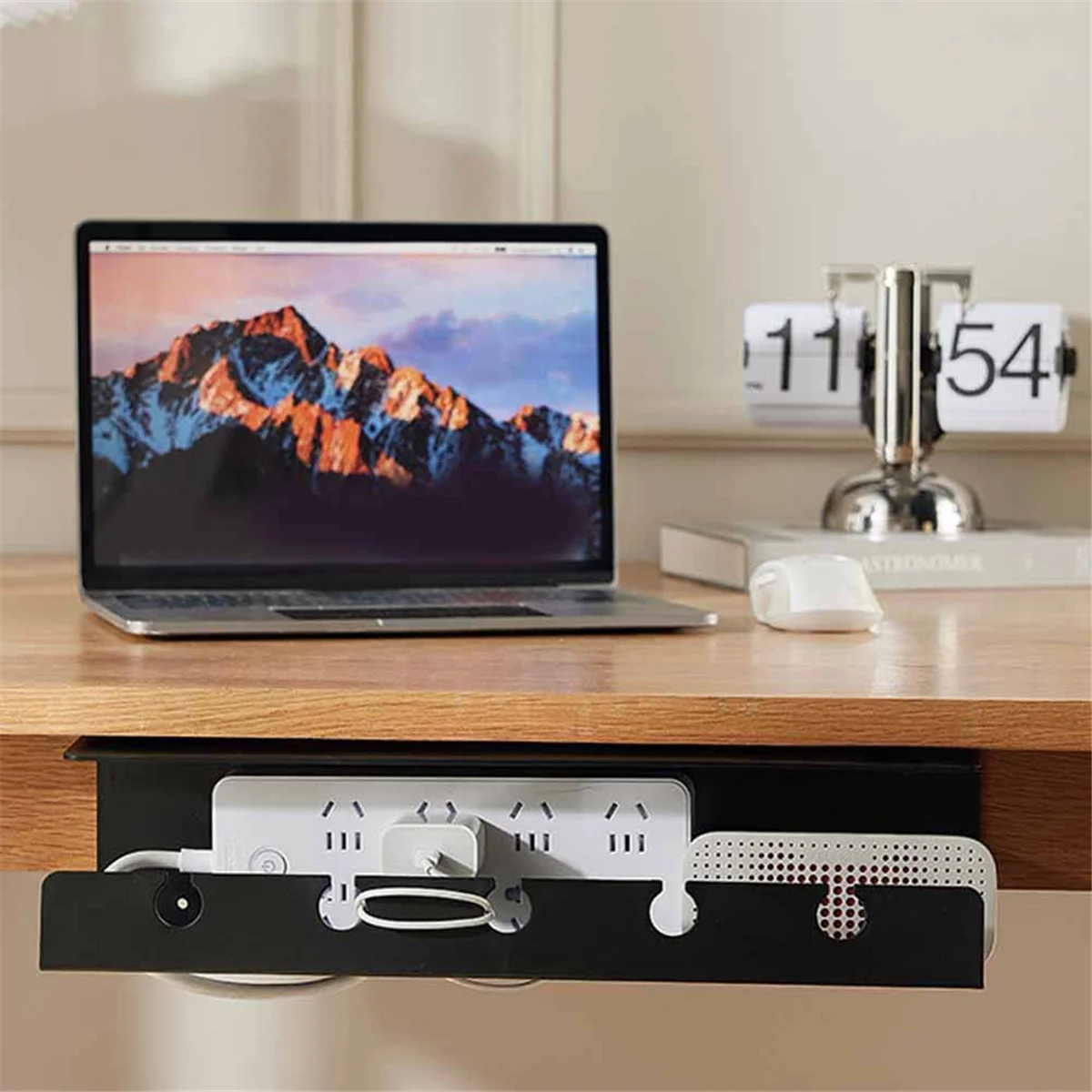 White Under Desk Cable Management Cable Tray with Clamp X65335