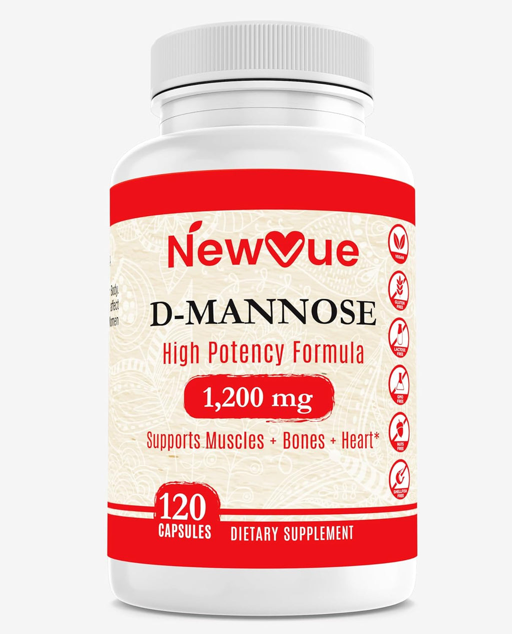 120 Veggie Capsules D-Mannose 1,200 mg I482