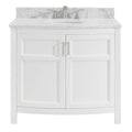 White Undermount Single Sink Bathroom Vanity with Natural Carrara Marble Top A34957