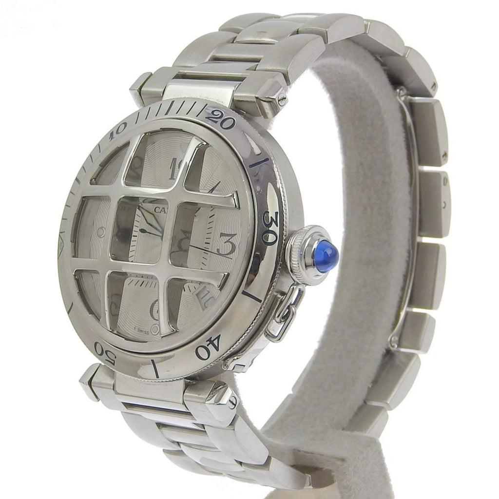 Pre-Owned stainless steel automatic winding white dial men's watch V7613