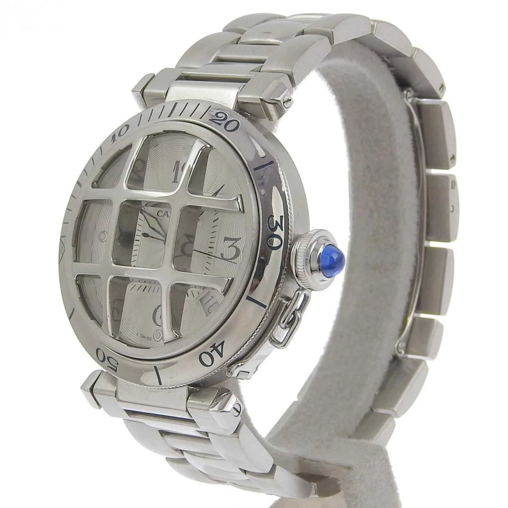 Pre-Owned stainless steel automatic winding white dial men's watch V7613