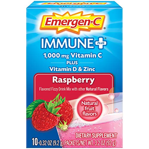 Vitamin C 1000mg Powder with Vitamin D and Zinc, Raspberry Flavor, 0.32 Ounce (Pack of 10) T80588