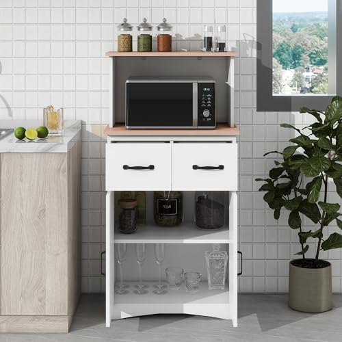 White Wooden Kitchen Cabinet with Framed Glass Doors and Drawer X37216