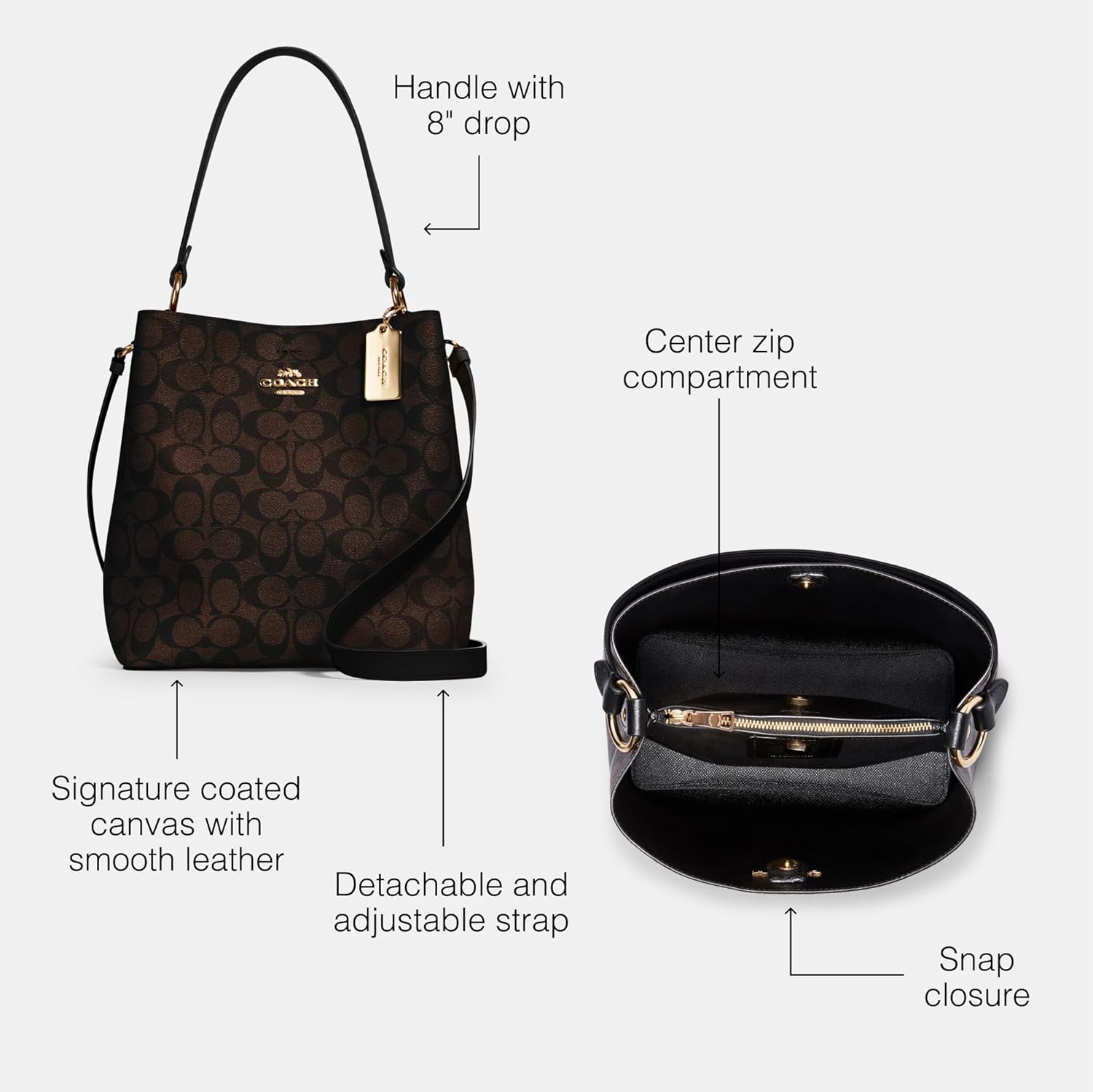 Brown Black Bucket Bag E8385
